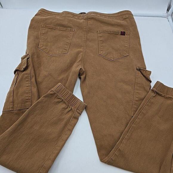 Mecca Men's Cargo Jogger Y2K Elastic Ankle‎ 90's Tan Pockets Large Pants - Picture 11 of 11